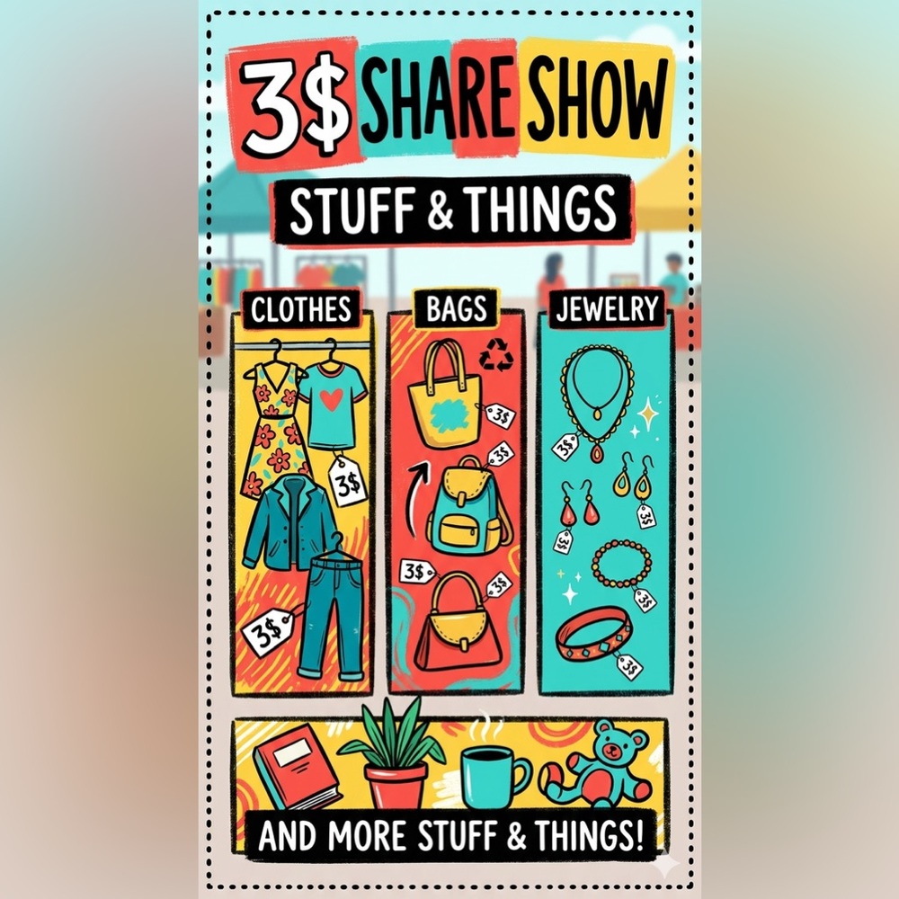 SHARE SHOW 3$starts only add your items starting soon please stop by ❣️😊
